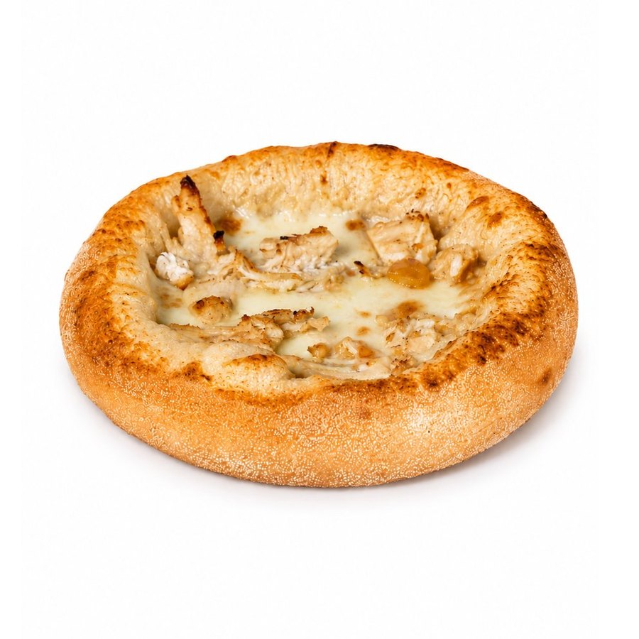 Rounder No. 406 — pumpkin cream, Fior Di Latte mozzarella, pulled chicken with sumac, garlic, lemon